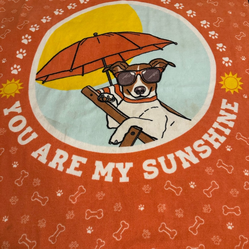Envogue Beach Towel Orange You Are My Sunshine Dog 100% Cotton 34 X66